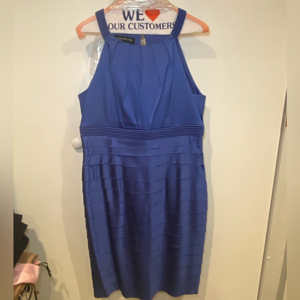 Royal Blue Formal Cocktail MIDI Length Dress Petite